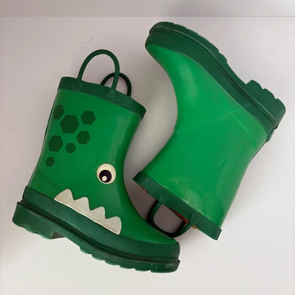 Kidorable Green Alligator Rain Boots Boys Size 9/10